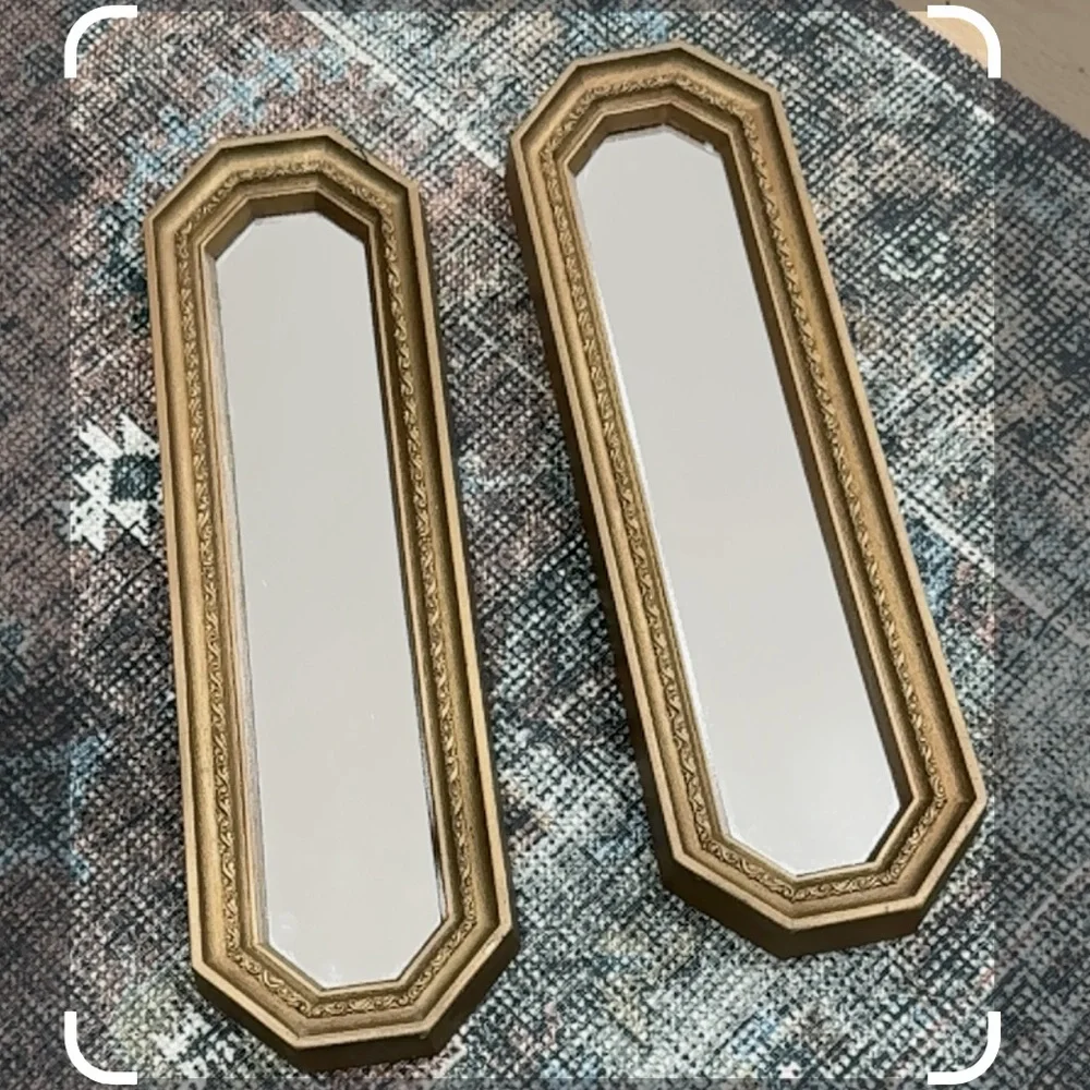 Homco Syroco Vintage  Rectangle Plaque Gold Bronze Tone Set of 2